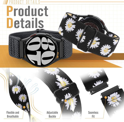 Runostrich Schnellverschluss-Nylon-Uhrenarmband - Breitenwahl - 18mm, 19mm, 20mm, 22mm, 24mm elastische Uhrenarmbänder verstellbares dehnbares Solo Loop Sport Nylon Ersatzarmband für Damen Herren, 3 Stück