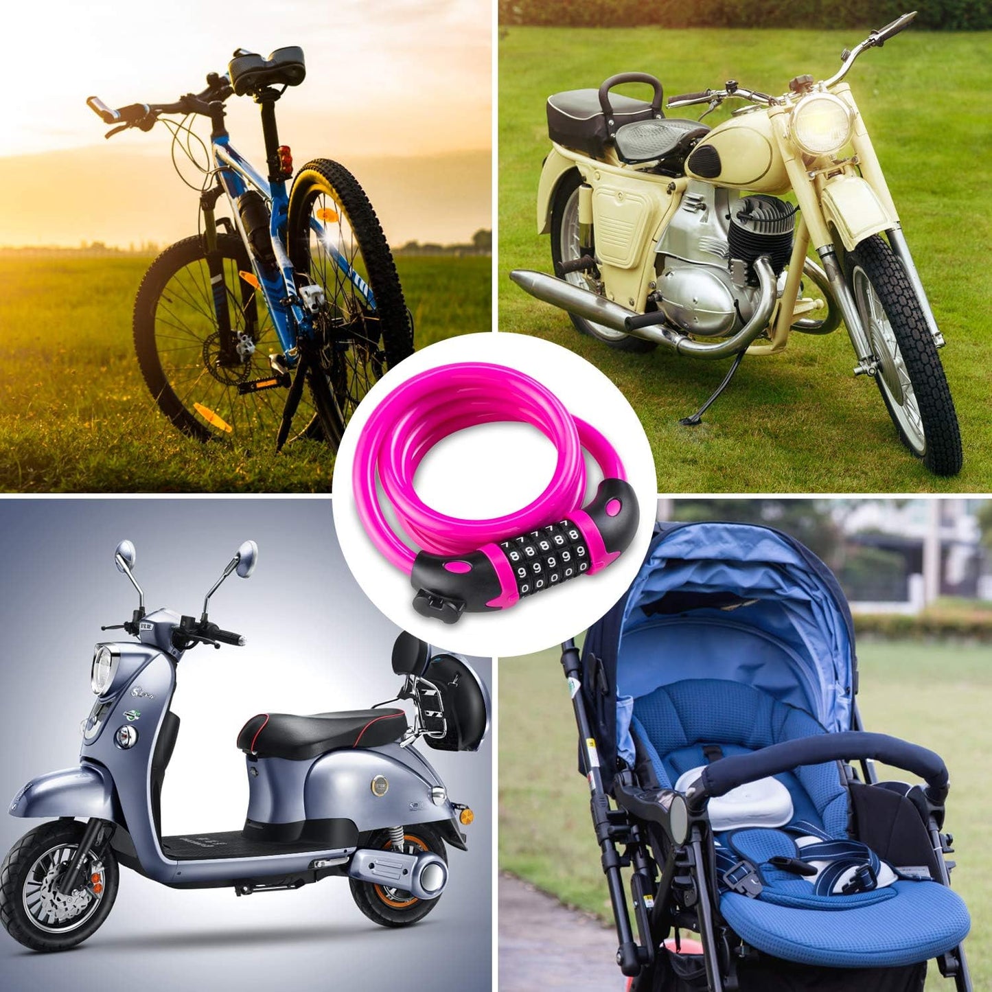 Opaza Fahrradschloss mit 5-stelligem Code, 1,2 m/4 Fuß Fahrrad-Kabelschloss, leichtes & sicheres Fahrradkettenschloss für Fahrrad, Mountainbike, E-Bike, Scooter