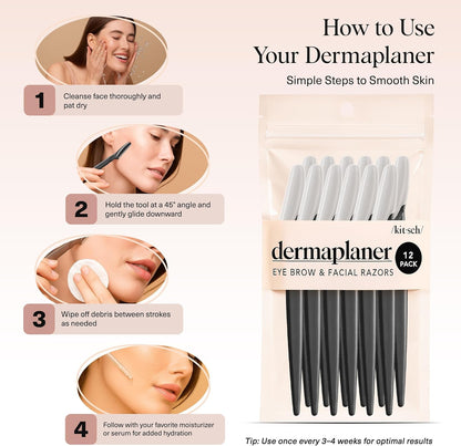 Kitsch Dermaplaning-Rasierer für Damen & Herren – Gesichtsrasierer, Augenbrauenrasierer & Gesichtshaarentferner – Peeling-Gesichtsrasierer & Hautpflege-Tool für glattere Haut – Terracotta, 12 Stück