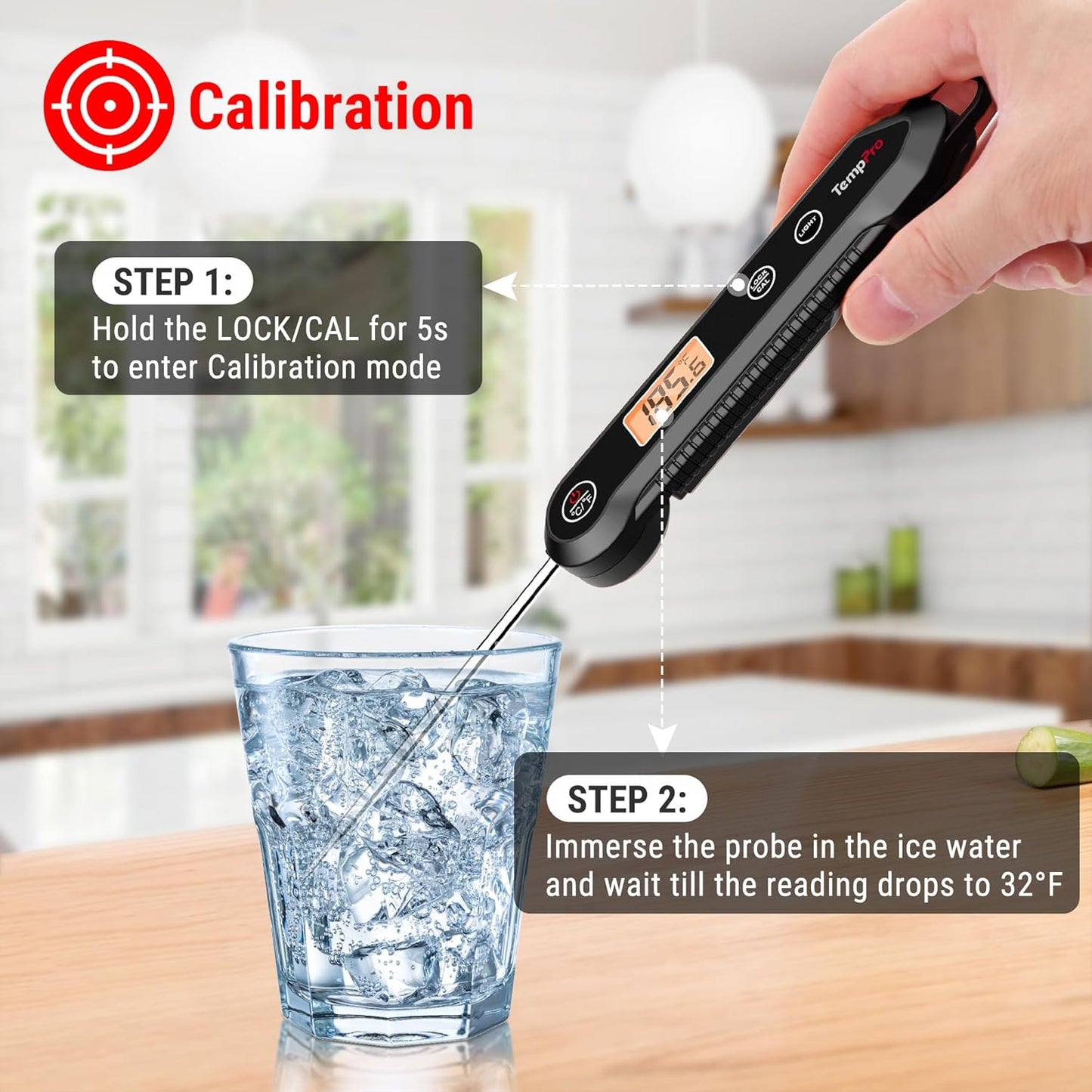 TempPro Digitales Sofortablese-Fleischthermometer zum Grillen, wasserdichtes Küchen-Lebensmittelthermometer mit Kalibrierfunktion und Hintergrundbeleuchtung, zum Backen von Brot, Süßigkeiten, Kochwerkzeug, Utensilien (zuvor ThermoPro)