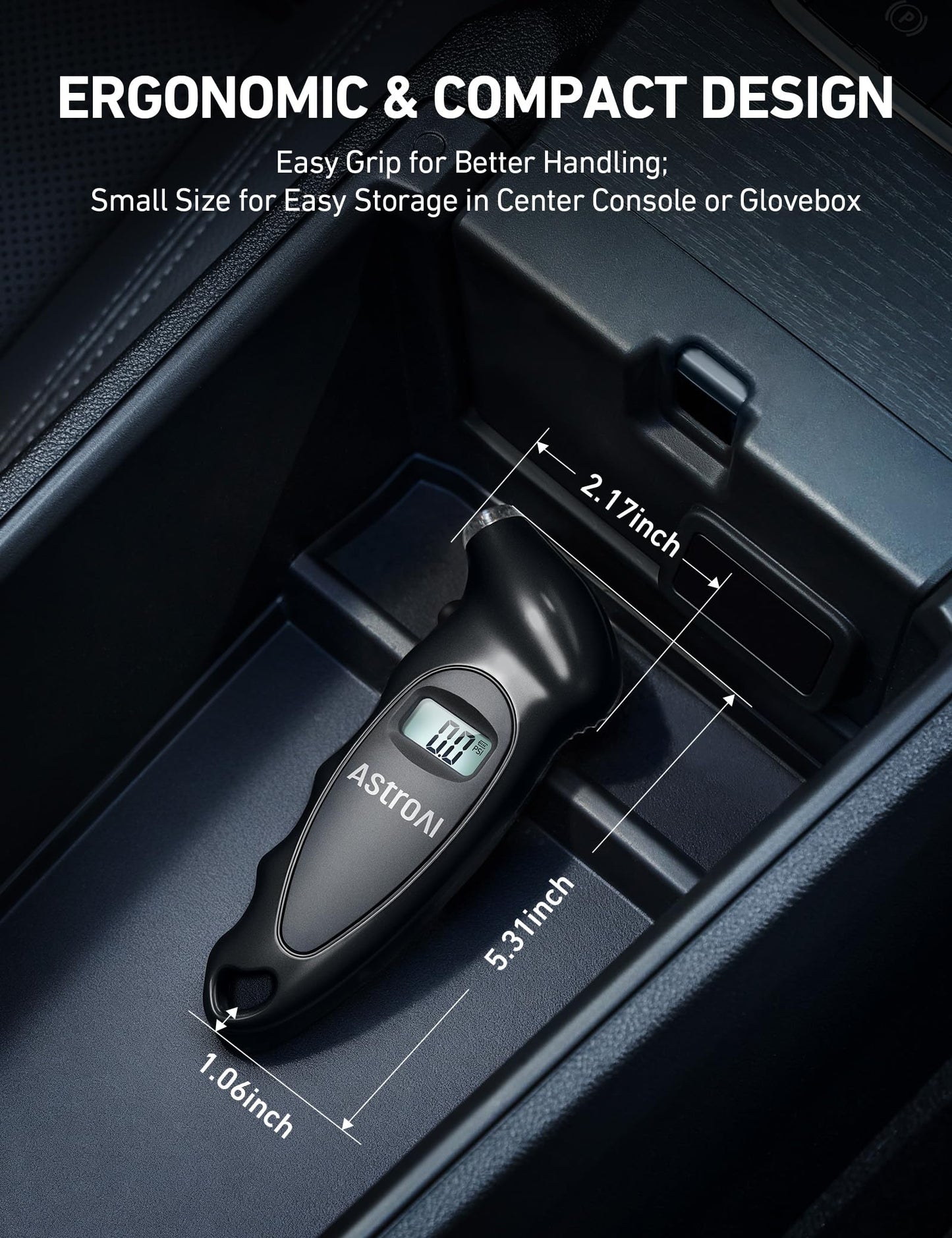 AstroAI Digital Tire Pressure Gauge with Replaceable AAA Batteries, 150 PSI 4 Settings Industrial Tire Gauge for Car Truck Bicycle Backlit LCD Non-Slip Grip Car Accessories(Black)