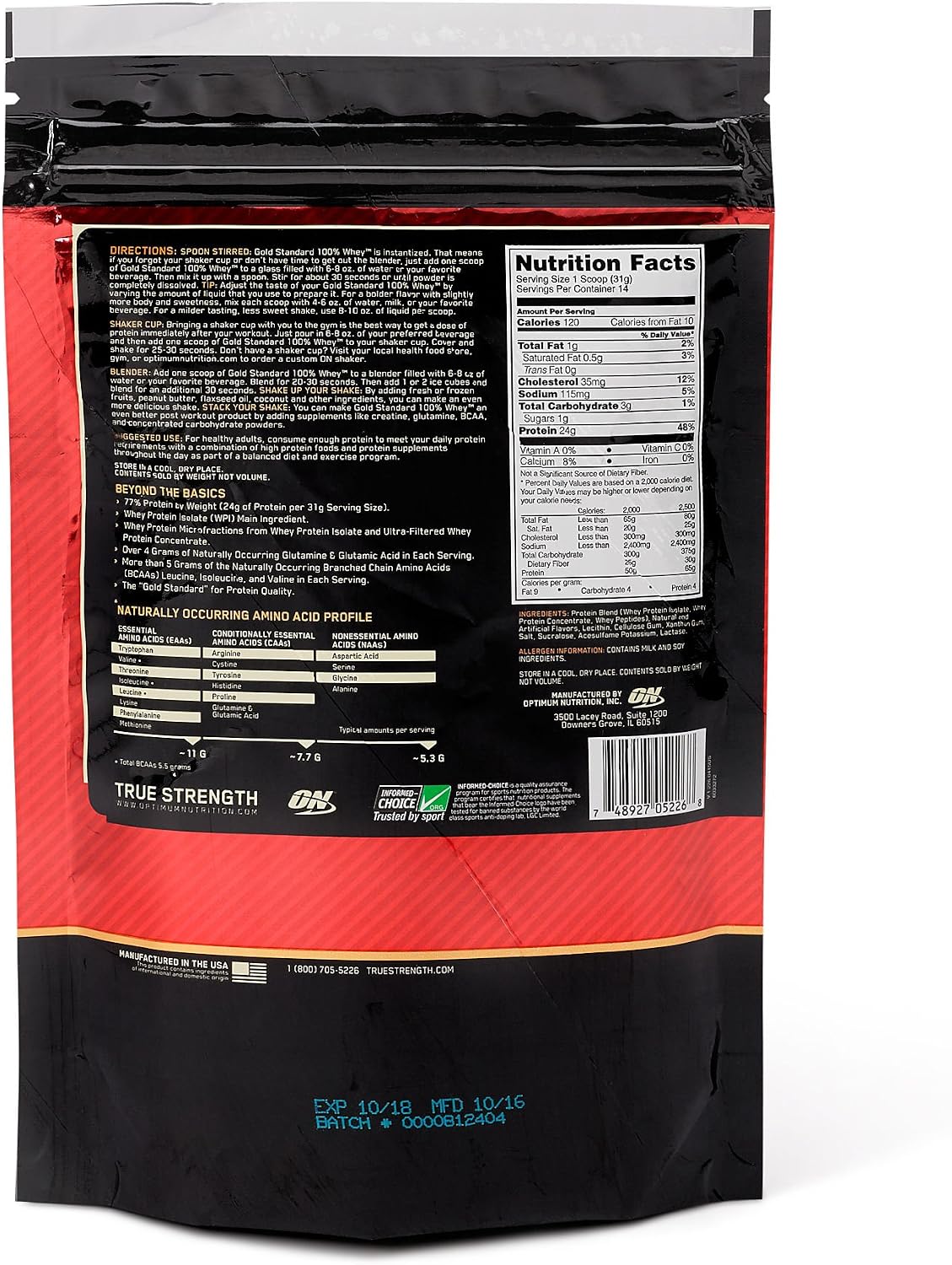 OPTIMUM NUTRITION Gold Standard 100% Whey Protein Powder, Banana Cream, 907g - [packaging may vary]