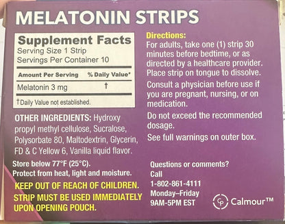 100 Oral Sleep Strips | Quick-Dissolving 3mg Melatonin Strip | Works Faster Than Gummies | Relaxation Napping Supplements | The Ultimate Sleeping Aid for Better Rest and Eye Health