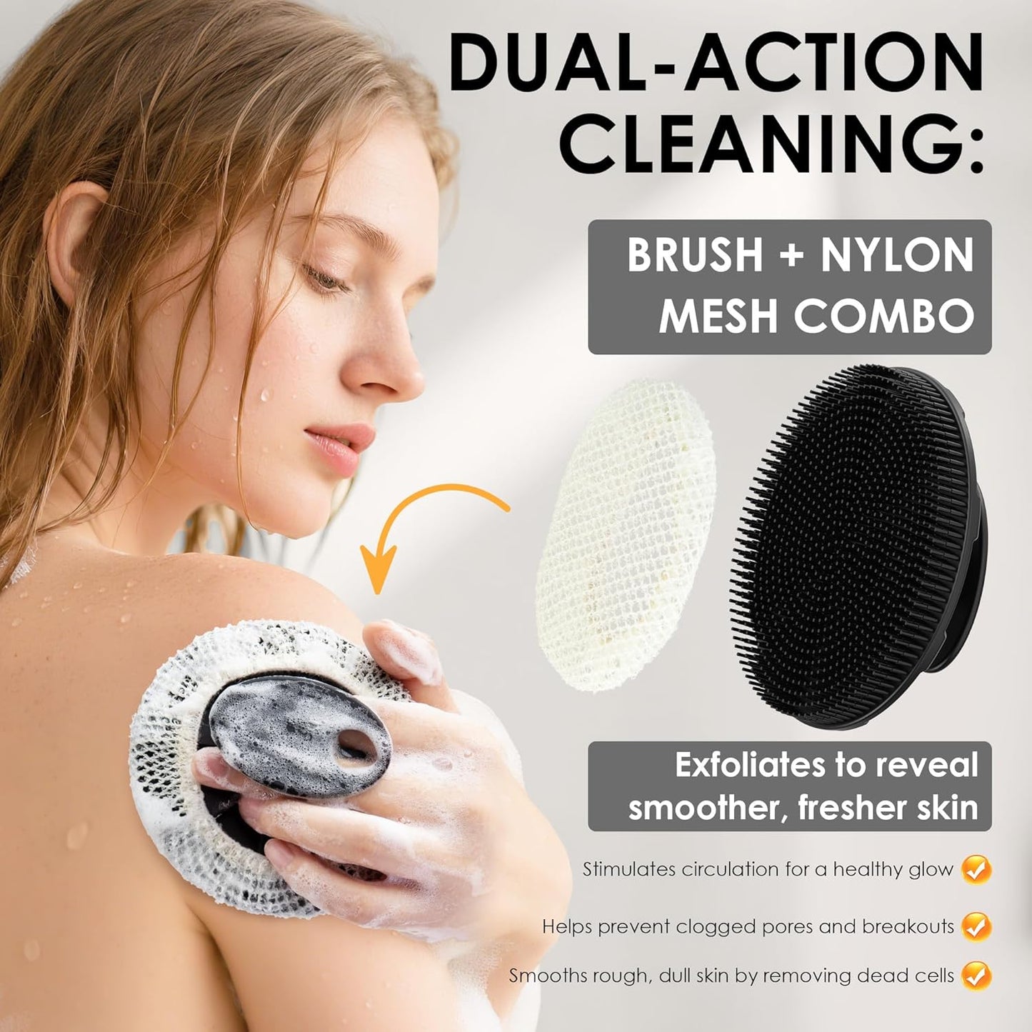 INNERNEED Duschbürste aus weichem Silikon in Lebensmittelqualität, Hand-Körperbürste zur Hautreinigung, sanftes Peeling, gute Schaumbildung (Schwarz)