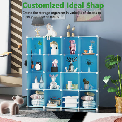 C&AHOME Cube Storage Organizer, 16-Cube Shelves Units, Plastic Storage Cubes, DIY Closet Organizer, Modular Closet Storage Shelves Ideal for Home, Bedroom, 48.4" L × 12.4" W × 48.4" H Black SUM3016H