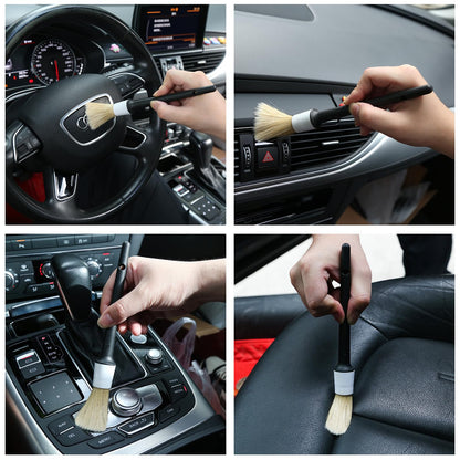 10pcs Auto Car Detailing Brush Set Car Interior Cleaning Kit Includes 5 Boar Hair Detail Brush,3 Wire Brush, 2 Air Vent Brush for Cleaning Interior Exterior, Dashboard Engines Leather Wheel