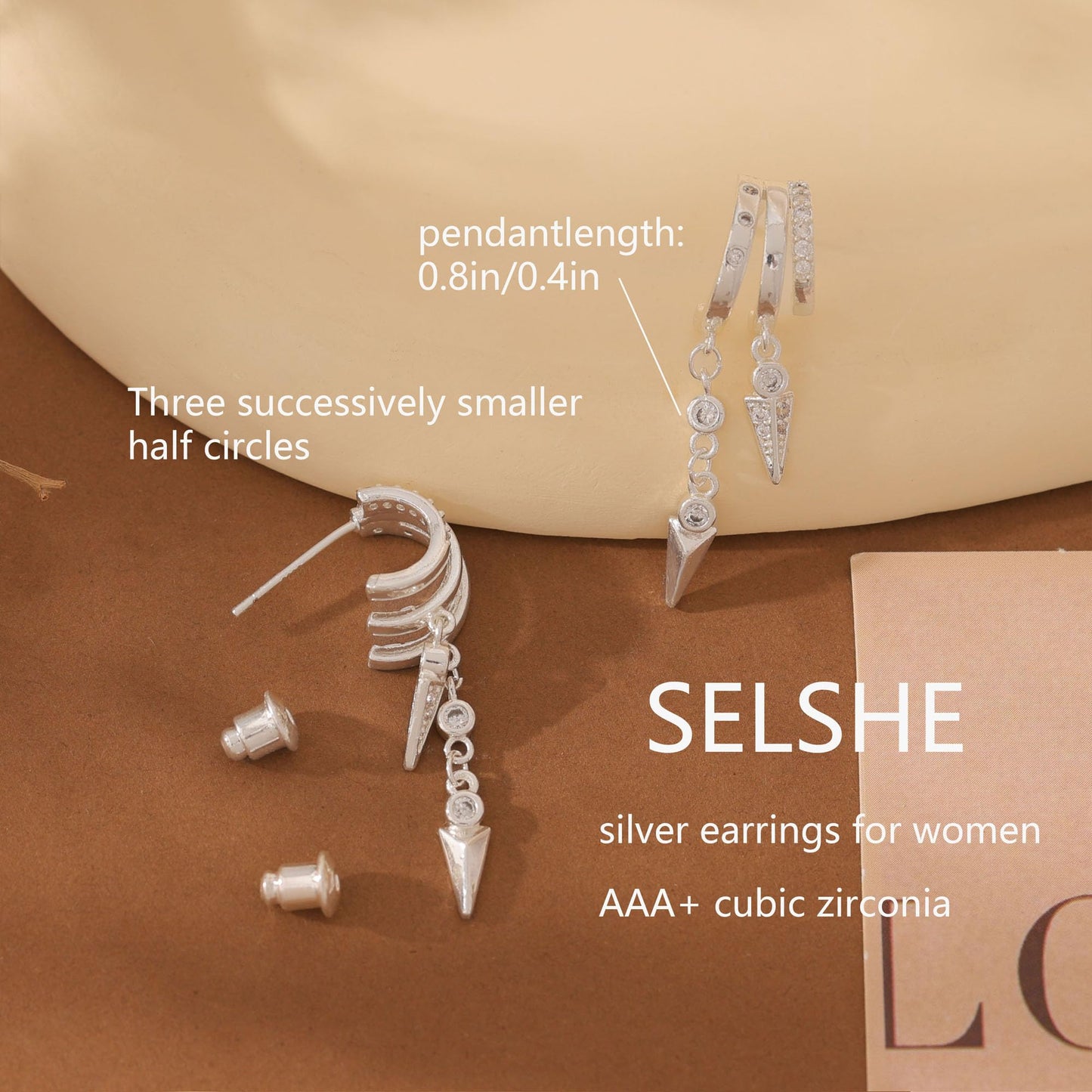 Dangle Earrings for Women,14k Gold Plated Triple Huggie Stud Earrings Cute Statement Chain Earring Dainty Drop Earrings for Women Trendy Gold Plated Jewelry