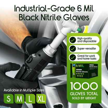 Inspire Black Nitrile Gloves HEAVY DUTY 6 Mil Nitrile Chemical Resistant Medical Cooking Cleaning Disposable Black Gloves