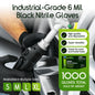 Inspire Black Nitrile Gloves HEAVY DUTY 6 Mil Nitrile Chemical Resistant Medical Cooking Cleaning Disposable Black Gloves