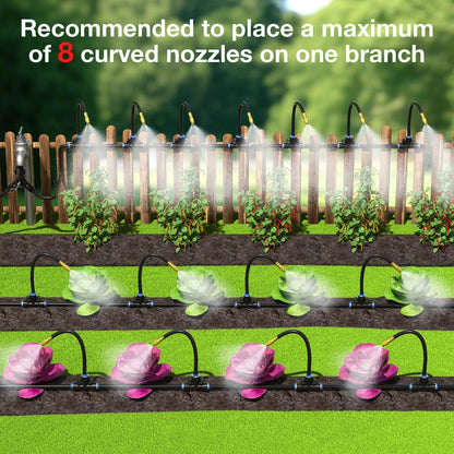 MIXC 1/4" 100Ft Drip Irrigation System for Garden with 16pcs 360°Adjustable Brass Nozzles & Bendable Rod,Upgraded Watering System Kit for Outdoor Plants,Lawn,Raised Bed,Potted Plant,Yard,Greenhouse
