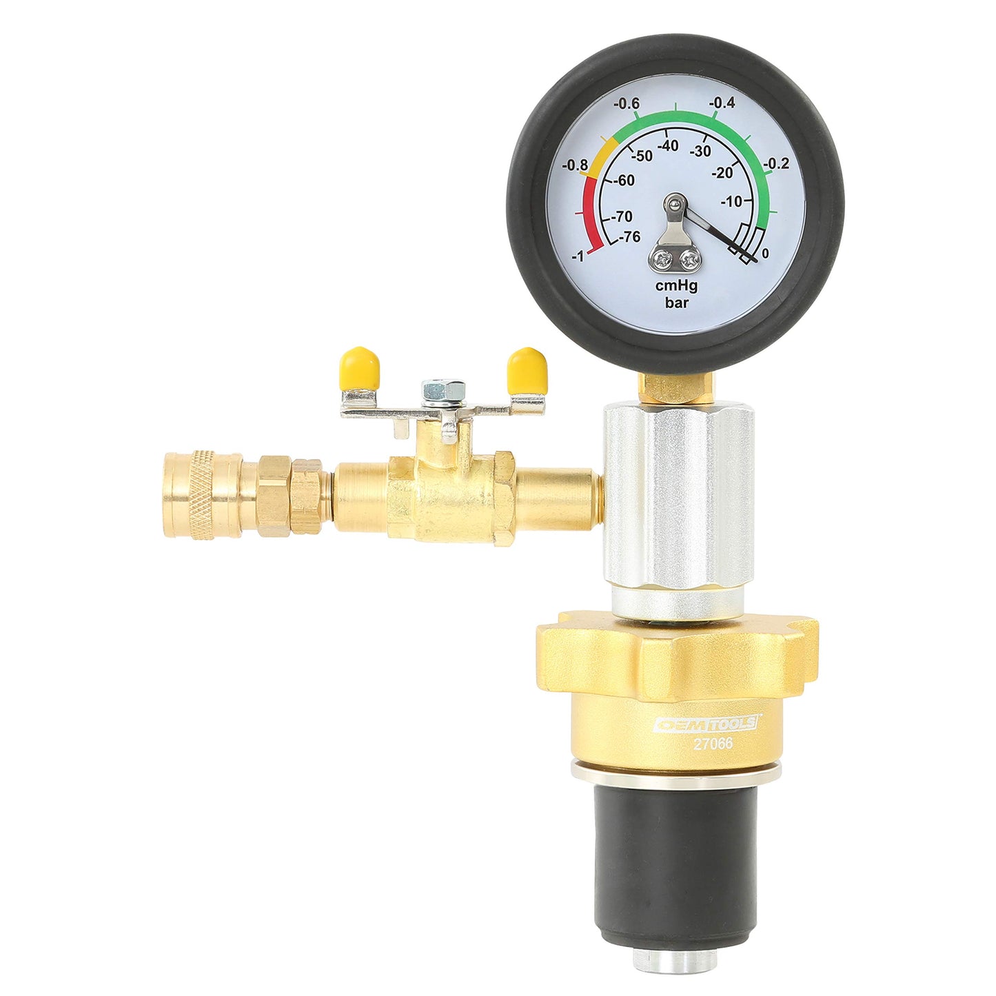 OEMTOOLS 24444 Coolant Vacuum Refill Kit, Coolant Pressure Tester Kit, 70–110 PSI Working Pressure, 5 Bushings, 1 Tapered Cone Adapter, Vacuum Leak Detector, Pressure Tester for Coolant System
