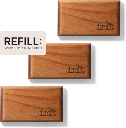 Drift Car Air Freshener - The Original Wood Air Freshener - Car Odor Eliminator - Long Lasting Scent - Metal Clip - Essential Oils - Clean Ingredients - Teak Scent 3 Pack Refill - NO CLIP INCLUDED