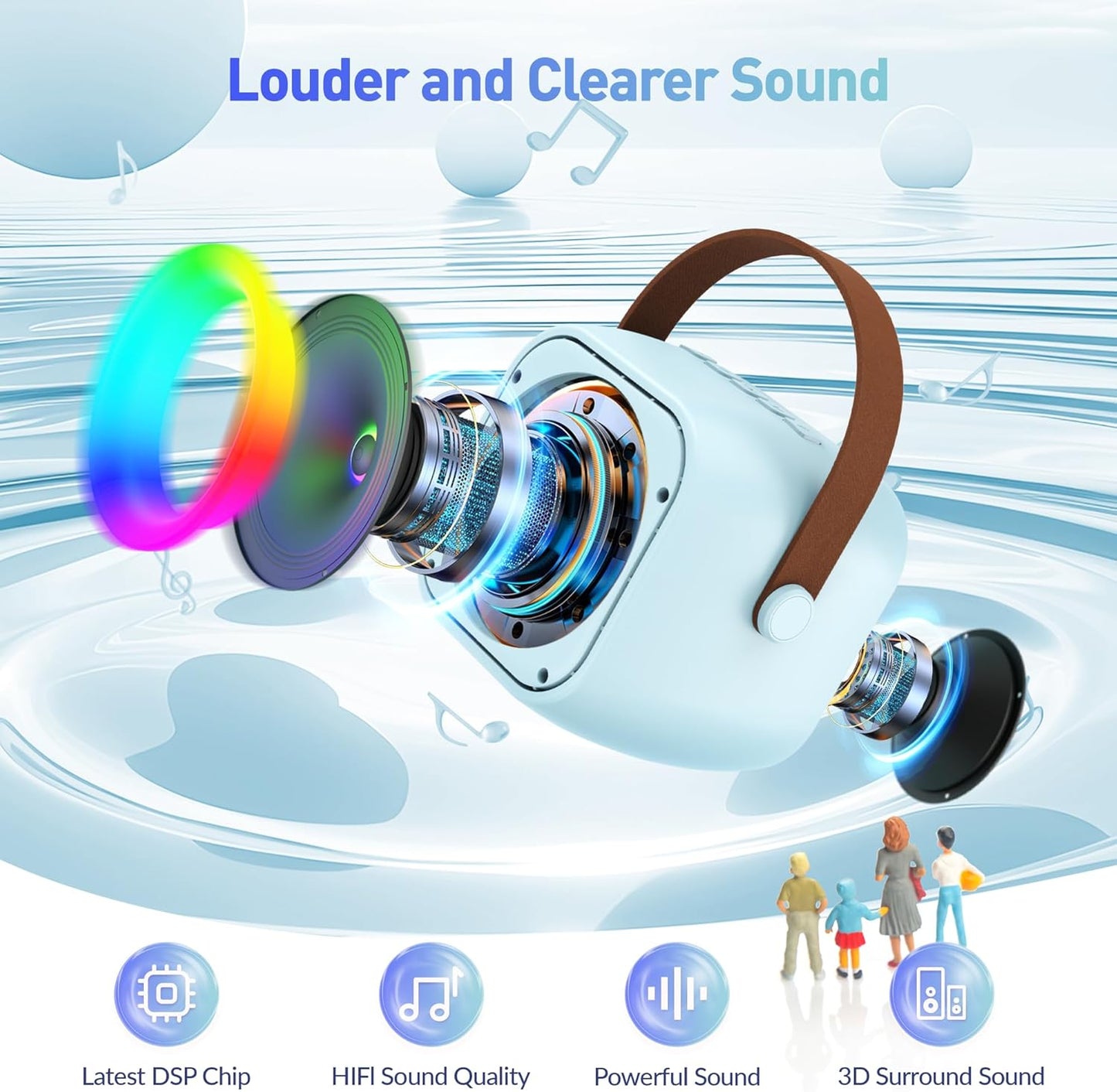 Mini Karaoke Machine for Kids Adults, Portable Bluetooth Speaker with 2 Wireless Microphone, Birthday Gifts for Girls Boys Ages 4, 5, 6, 7, 8, 9, 10, 12+ Years Old (Pinkcolor)