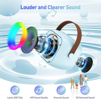 Mini Karaoke Machine for Kids Adults, Portable Bluetooth Speaker with 2 Wireless Microphone, Birthday Gifts for Girls Boys Ages 4, 5, 6, 7, 8, 9, 10, 12+ Years Old (Pinkcolor)