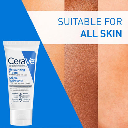 CeraVe Feuchtigkeitscreme, Tägliche Gesichts-, Hand- und Körpercreme für trockene Haut mit Hyaluronsäure und Ceramiden für Frauen und Männer. Für empfindliche Haut, ölfrei, nicht komedogen, parfümfrei, 539 Gramm