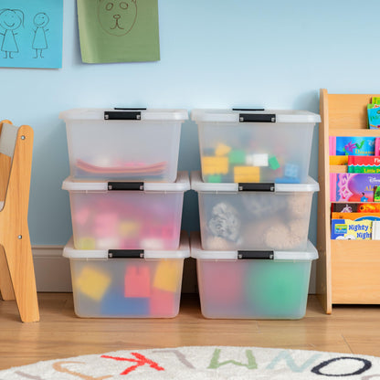 IRIS USA 6-Pack Clip Box with Latching Lids, 18 Quart Craft Storage Bins, Art & Writing Supply Containers for Home, Office & Classroom Organization