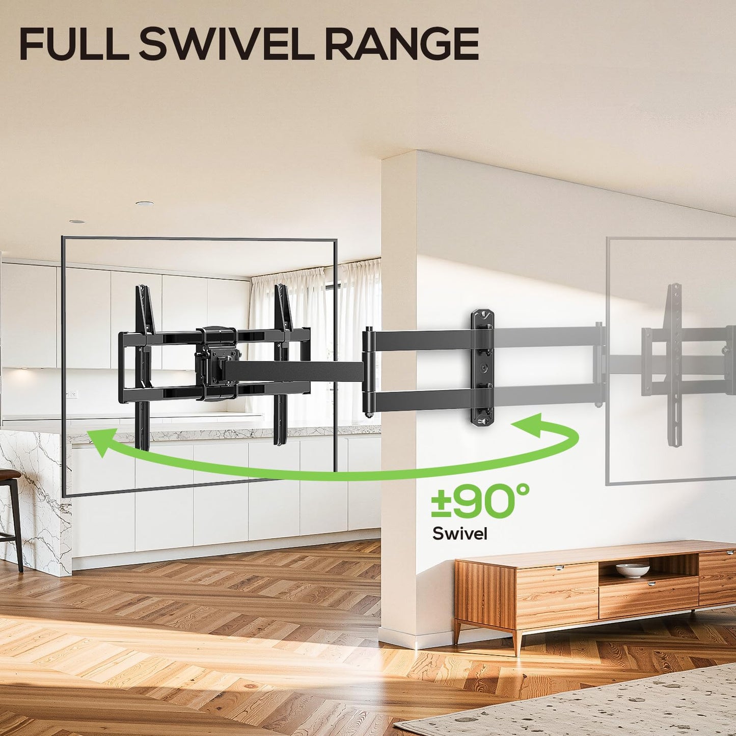 USX MOUNT Swivel TV Wall Mount for 26-60 Inch TVs up to 80 lbs, Single Articulating Arm, Full Motion TV Wall Mount Bracket with Swivel and Tilt, Max VESA 400x400mm