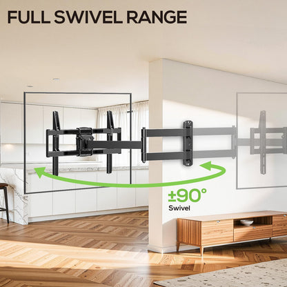 USX MOUNT Swivel TV Wall Mount for 26-60 Inch TVs up to 80 lbs, Single Articulating Arm, Full Motion TV Wall Mount Bracket with Swivel and Tilt, Max VESA 400x400mm