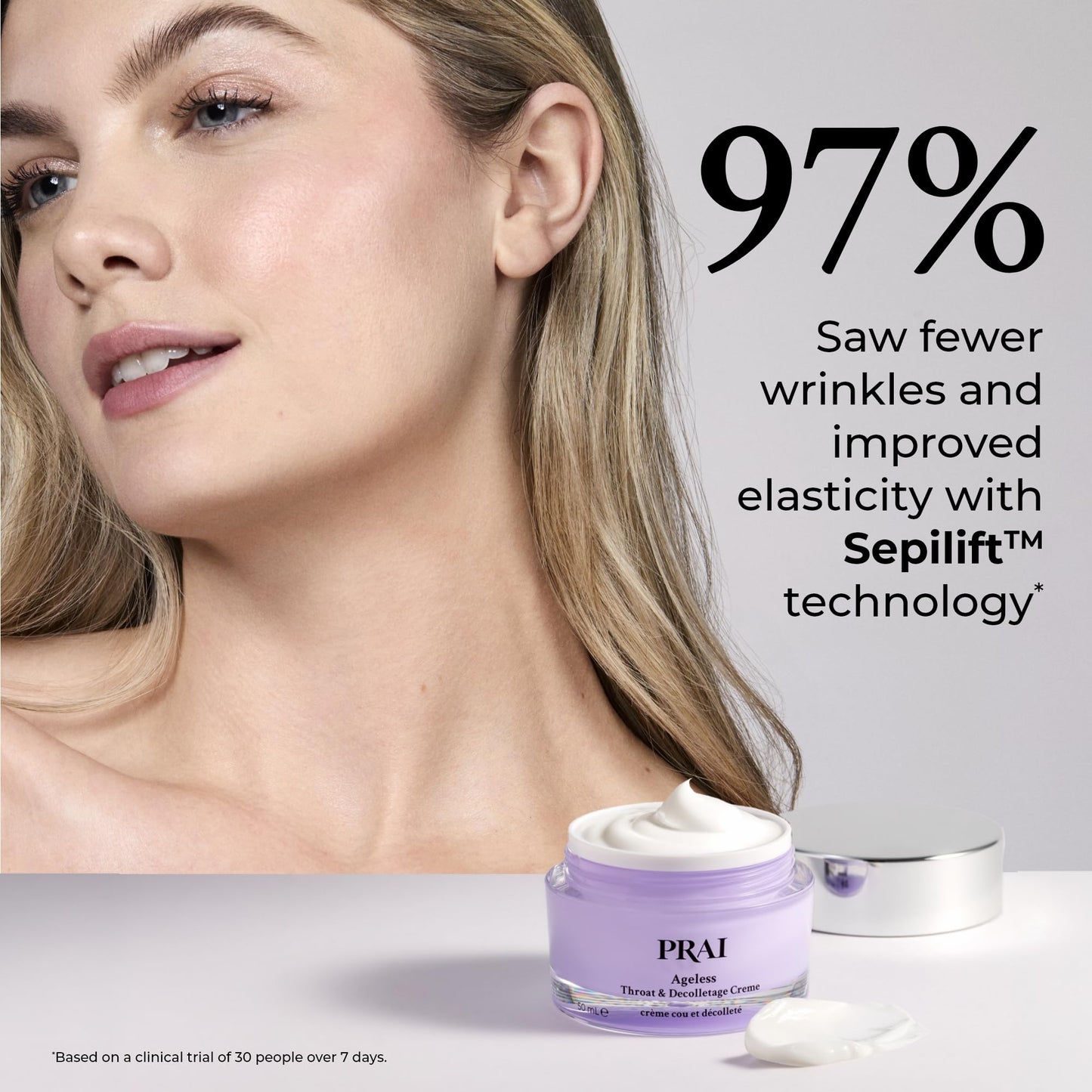 PRAI Ageless Throat & Decolletage Creme 118ml - Anti-Ageing, Collagen Boosting Skincare Cream - Tightens & Firms Skin, Reduces Wrinkles - Luxury Neck Moisturiser With Hyaluronic Acid - 7 Day Results