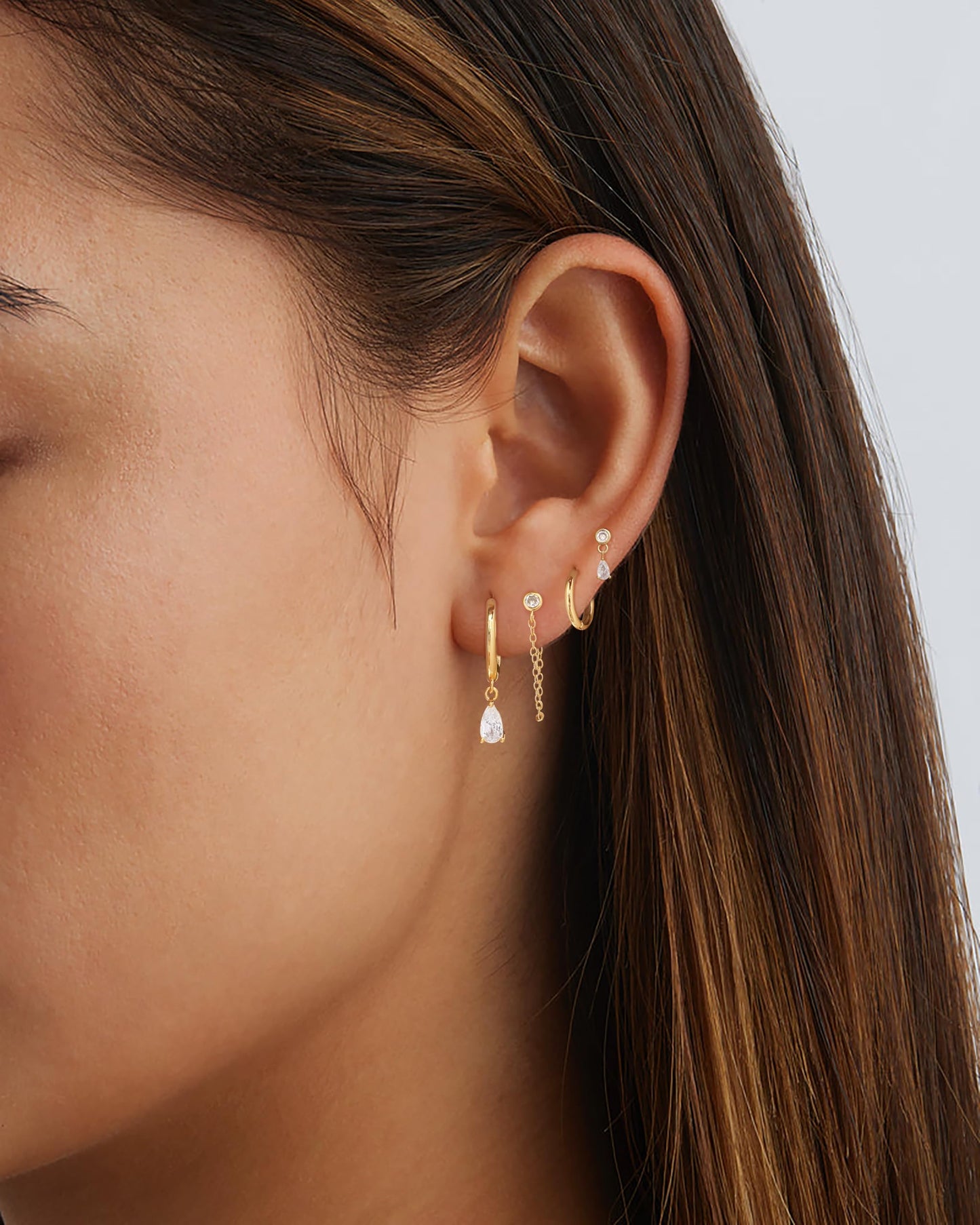 Gold Earrings For Women, Dainty Huggie Earrings Stack 14K Gold Plated Pearl Dangle Earrings for Women Trendy Cute Hypoallergenic Unique Gold Earring Stack Fashion Gold Jewelry Gifts