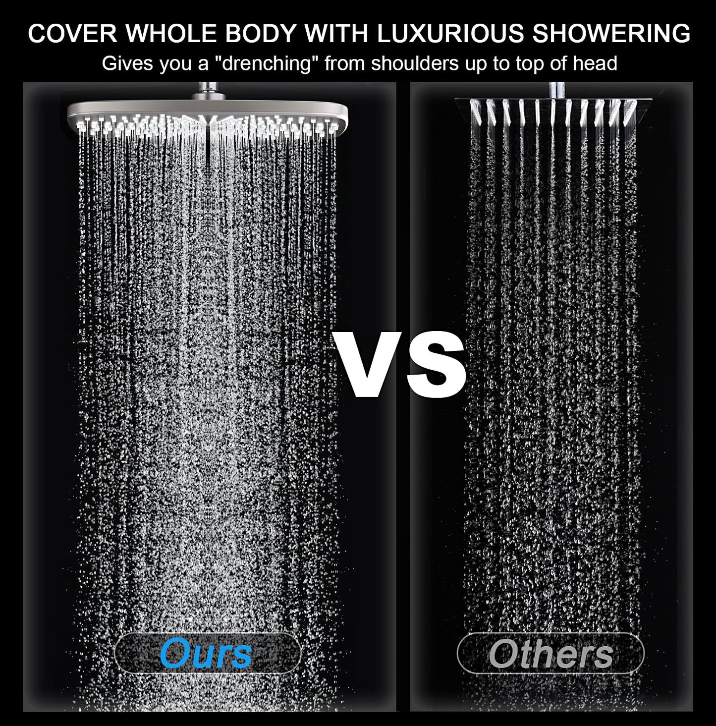 BOZYBO Rain Shower Head with Handheld: High Pressure Shower Heads with Handheld Spray Combo, 12" Rainfall Shower Head and 9 Sprays Hand Showerheads with Magnetic Docking and Power Jets, Chrome