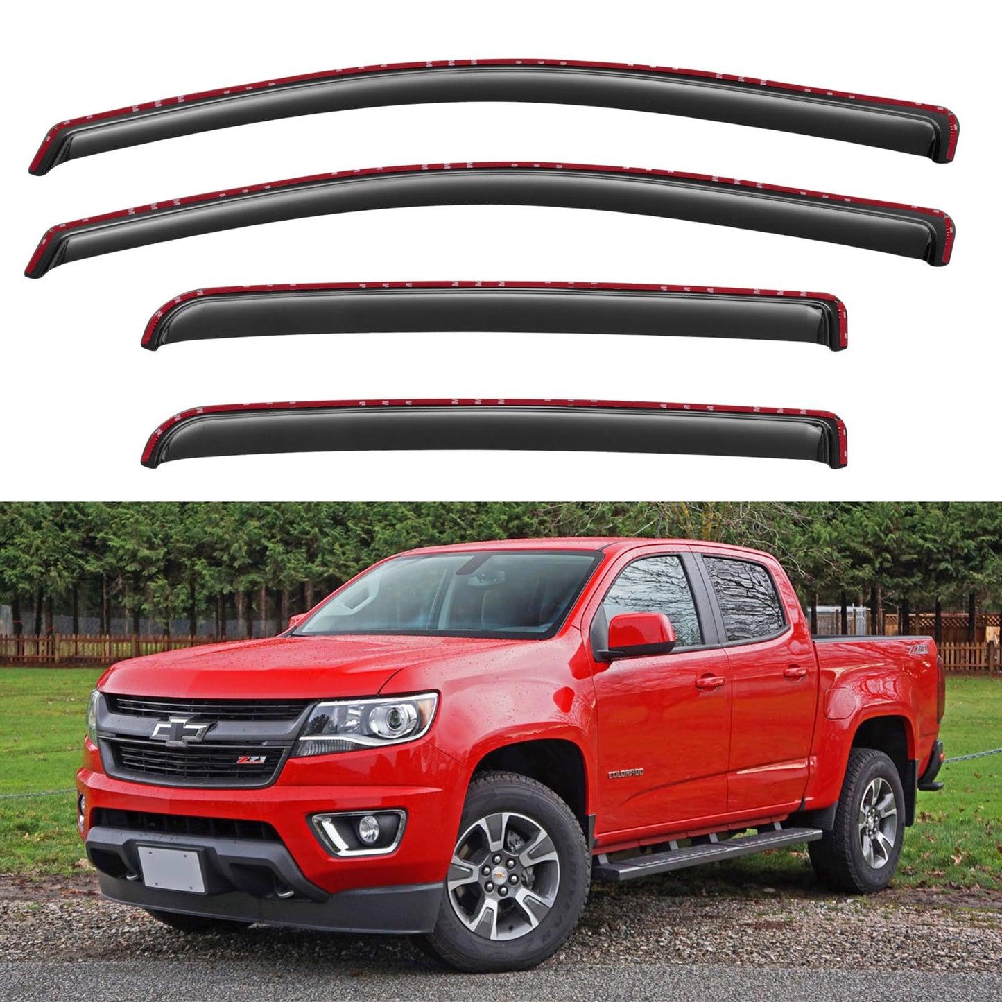 Window Visors Rain Guards for 2015-2026 Ford F150 SuperCrew & 2017-2026 F-150 Raptor F250 F350 F450 F550 Super Duty Crew Cab, Out-Channel Window Vent Deflectors Visors Shades Protectors