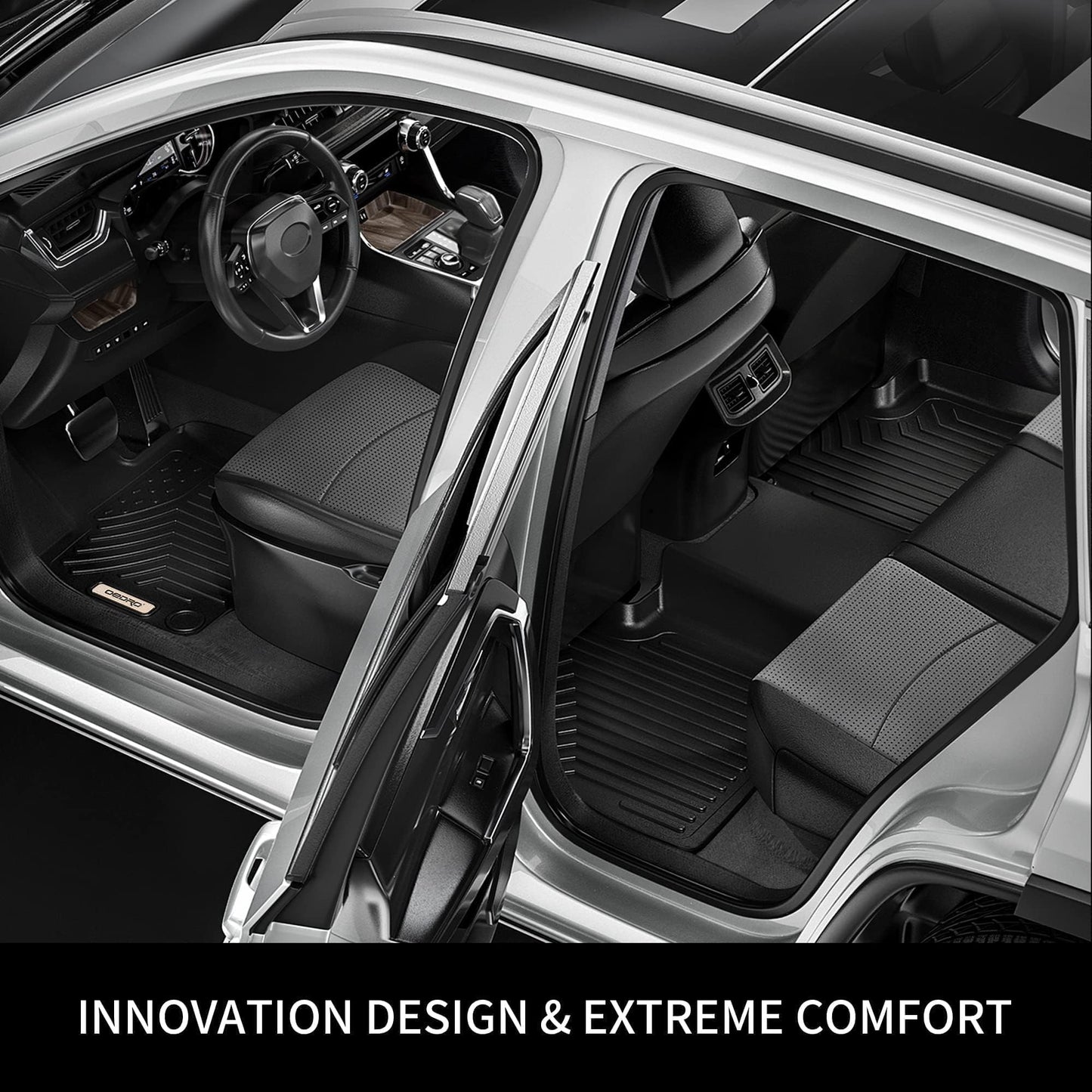 OEDRO Floor Mats Fit for Toyota Camry 2011-2007, Custom Fit Front & 2nd Row Floor Liner Set, TPE All Weather Protection Camry Car Mats, Black