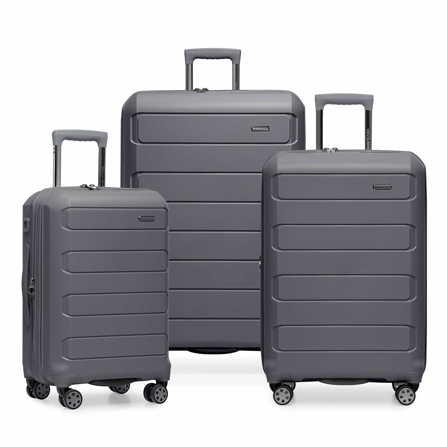 Traveler's Choice Pagosa Hardshell Expandable Luggage with Spinner Wheels, Slate Blue, 3-Piece Set (22/27/30)