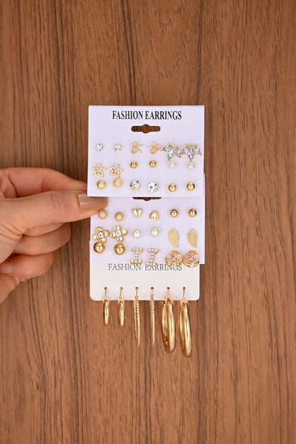 42 Paar goldene Creolen für Damen, Modisches klobiges Perlenohrring-Multipack, gedrehter Statement-Ohrring-Pack, hypoallergene kleine große Creolen für Geburtstagsfeiern (Gold-42 Paare)