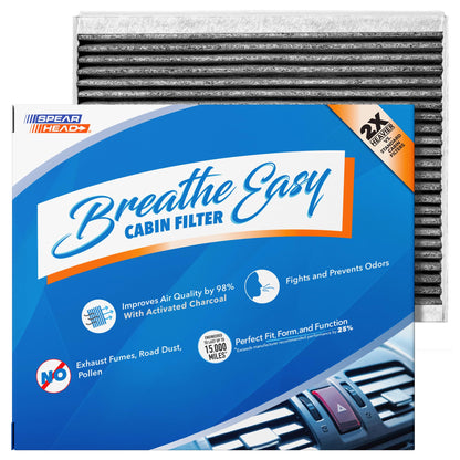 Spearhead Odor Defense Breathe Easy AC & Heater Cabin Filter | Fits Select 2016-2025 Toyota, Lexus, Subaru, 2016-2023 CX-9 Like OEM | Up to 25% Longer Lasting w/Activated Carbon (BE-157)