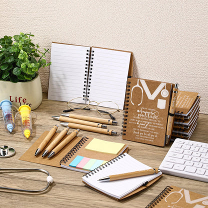 Jetec 48 Set 2026 CNA Week Gifts Bulk Nurse Appreciation Gift Set Small Inspirational Kraft Spiral Nursing Notebooks with Sticky Notes Pens for Healthcare Medical Hospital Coworker Staff Office