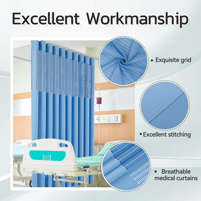 Inherent Flame Retardant Hospital Curtain Room Divider with Flat Hooks Cubicle Divider Privacy Medical Curtain for Hospital, Medical Clinic, Lab(1 Panel, 5x8FT,Grey)