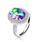 Created Sapphire Blue Cubic Zirconia Wedding Rings for Women, Open Size, Engagement Statement Jewelry Y664