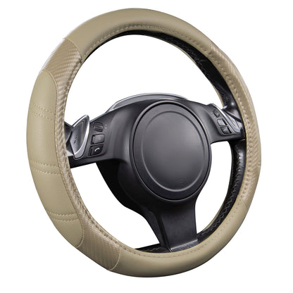 CAR PASS Line Rider Mikrofaser-Leder Sportlicher Lenkradbezug Universal Passend für 95% LKW, SUV, PKW, 36,8-38,1 cm Rutschfest Sicher Bequem Design (Schwarz-Grau)