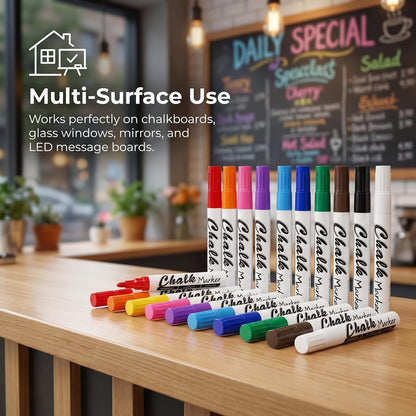 Dry Erase Markers Low Odor Fine Whiteboard Markers Thin Box of 12，10 Colors