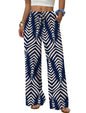 Sampeel Wide Leg Pants for Women Flowy Palazzo Drawstring Elastic Waist Trousers with Pockets Summer Beach Vacation Clothes