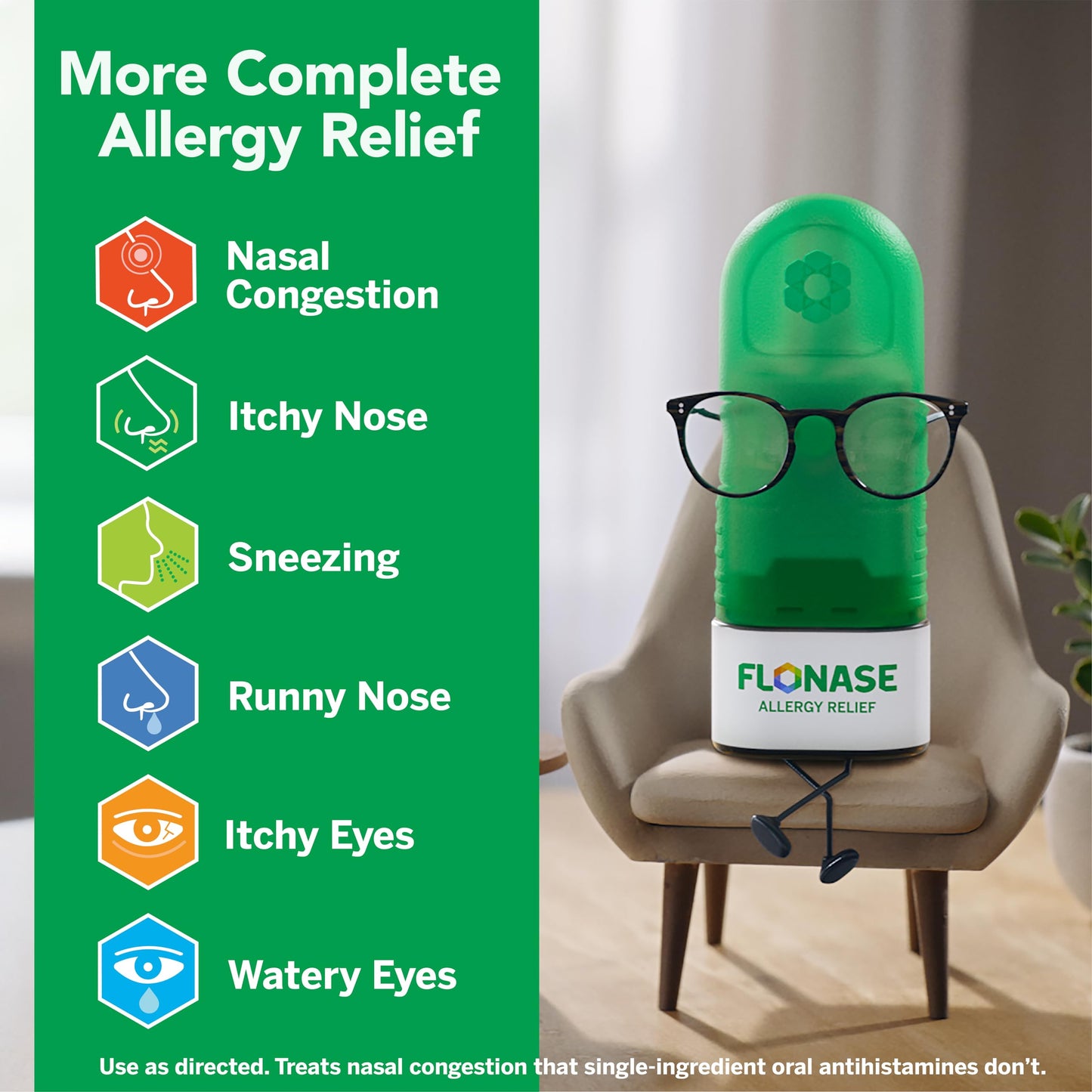 Flonase Sensimist Allergy Relief Nasal Spray for Non-Drowsy,24-Hour Multi-Symptom Allergy Relief – 120 Sprays,(Pack of 2)