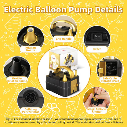 Bomba de globos eléctrica Bezente, inflador de globos portátil, bomba de aire eléctrica para globos, bomba de globos eléctrica de doble boquilla para decoraciones de fiestas de cumpleaños, bodas y graduaciones
