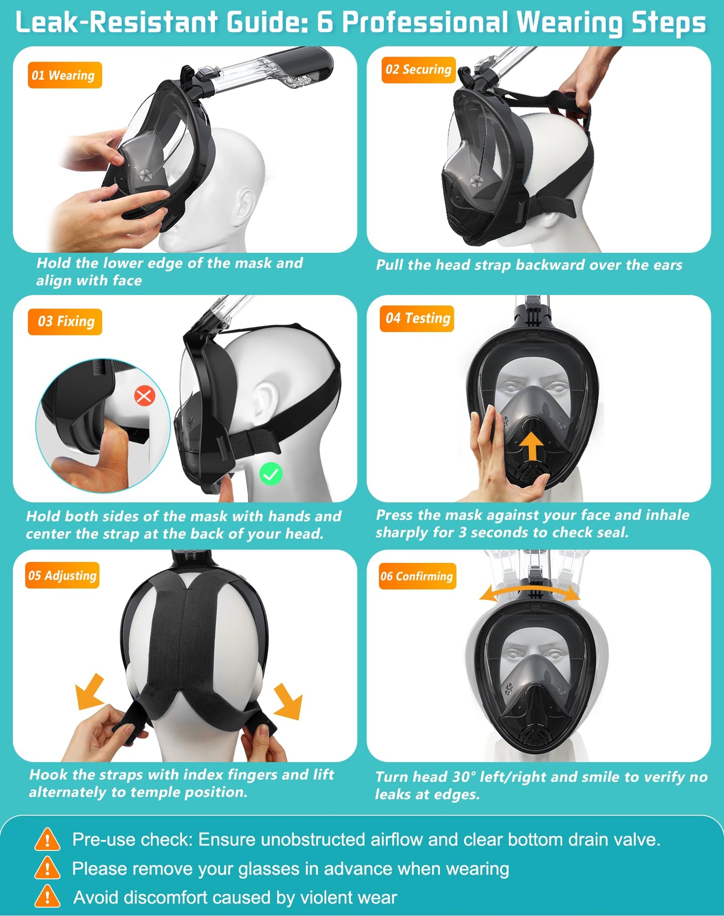 Greatever Full Face Snorkel Mask, Snorkeling Gear for Adults with Latest Dry Top Breathing System and Detachable Camera Mount, Foldable Snorkel Mask Adult, Snorkels Anti-Fog & Anti-Leak