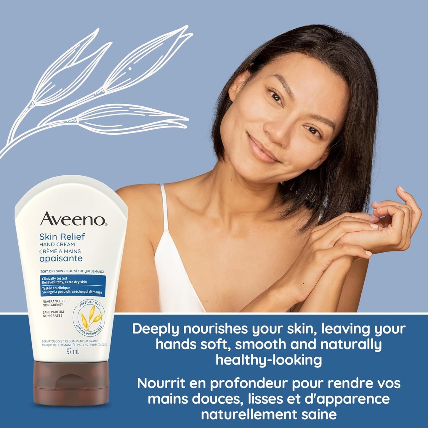 Aveeno Intense Relief Handcreme, sehr trockene Haut, Feuchtigkeitspflege, parabenfrei, empfindliche Haut, nicht fettend, 97 ml