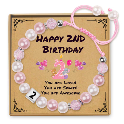 Sereney Birthday Gifts for Girls, Beaded Bracelets as 1/2 1 2 3 4 5 6 7 8 9 10 11 12 13 14 15 16 Year Old Birthday Gift, Adjustable Cross/Pearl Bracelet as Happy Birthday Gifts for Daughter