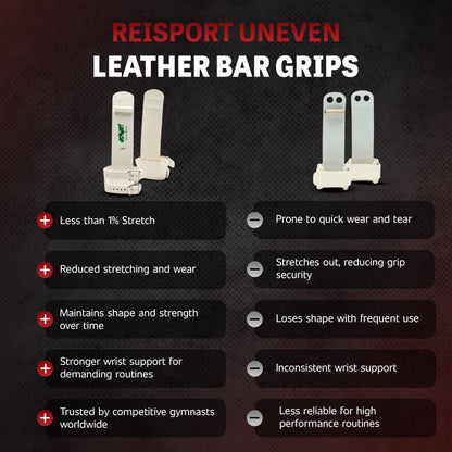 Reisport Women's Uneven Bar Gymnastics Grips - Durable Leather Hand Grips for Gymnastics Bars Women & Girls - Gymnastics Equipment & Accessories for Advanced Gymnasts