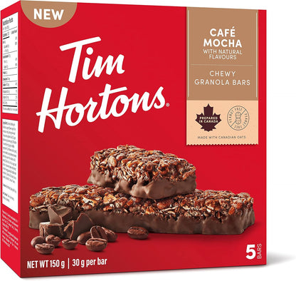 Tim Hortons Salted Caramel Granola Bars, Peanut Free, 5 Count, Imported from Canada)