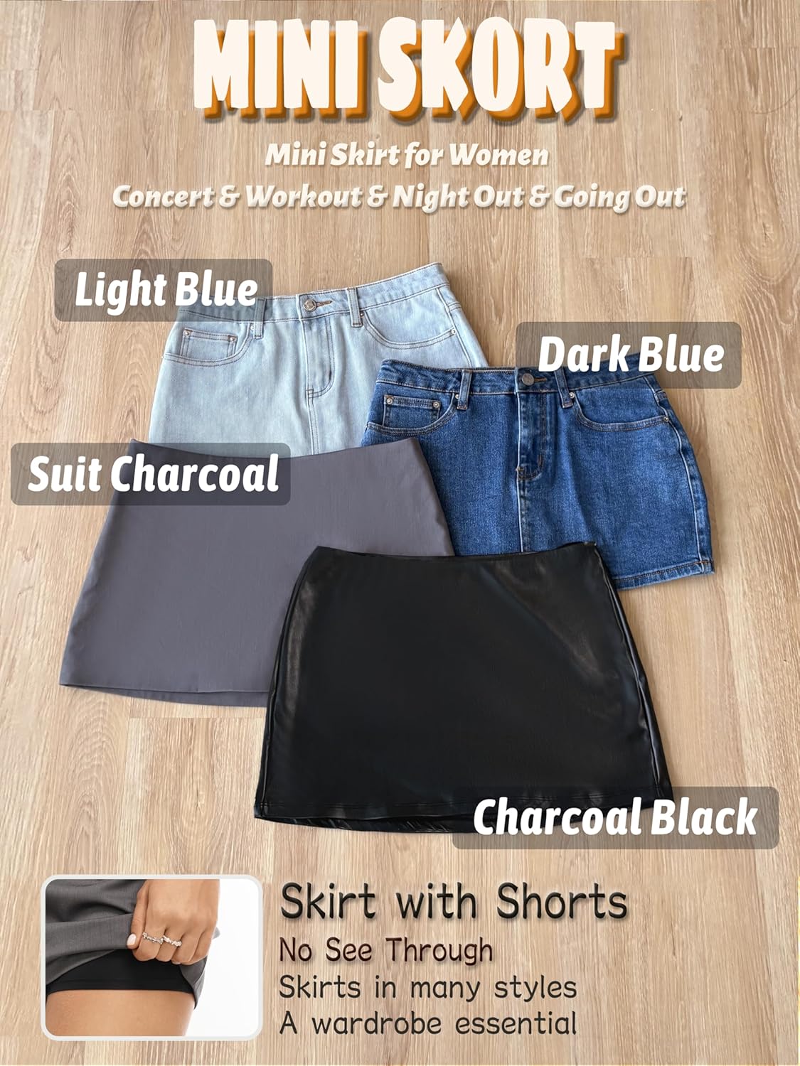 Danysu Dehnbare Mini Skorts Mid Waist Rock mit Shorts Seitenschlitz 2025 Sport Alltag Ausgeh-Outfits