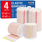 AZEN Premium 8 Pack Elastic Bandage Wrap (2x2", 2x3", 2x4", 2x6"), Compression Wrap Bandage for Legs, Ankle, Knee, Tummy, Body, Latex-Free, Lymphedema Wraps for Legs