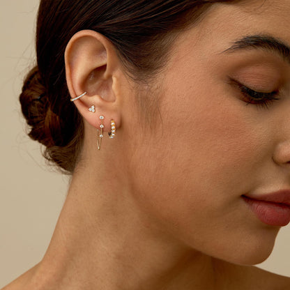 Gold Earrings For Women, Dainty Huggie Earrings Stack 14K Gold Plated Pearl Dangle Earrings for Women Trendy Cute Hypoallergenic Unique Gold Earring Stack Fashion Gold Jewelry Gifts