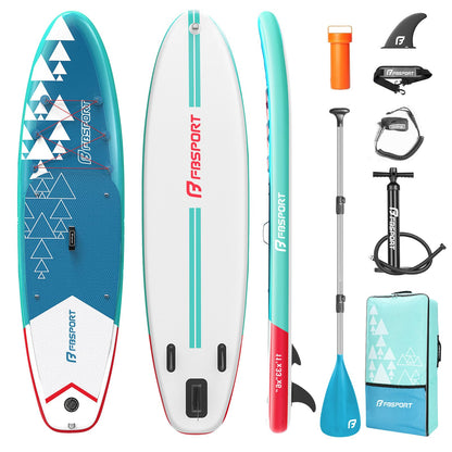 FBSPORT 11' Premium Stand Up Paddle Board, Yoga Board with SUP Accessories & Carry Bag | Wide Stance, Surf Control, Non-Slip Deck, Leash, Paddle and Pump for Youth & Adult