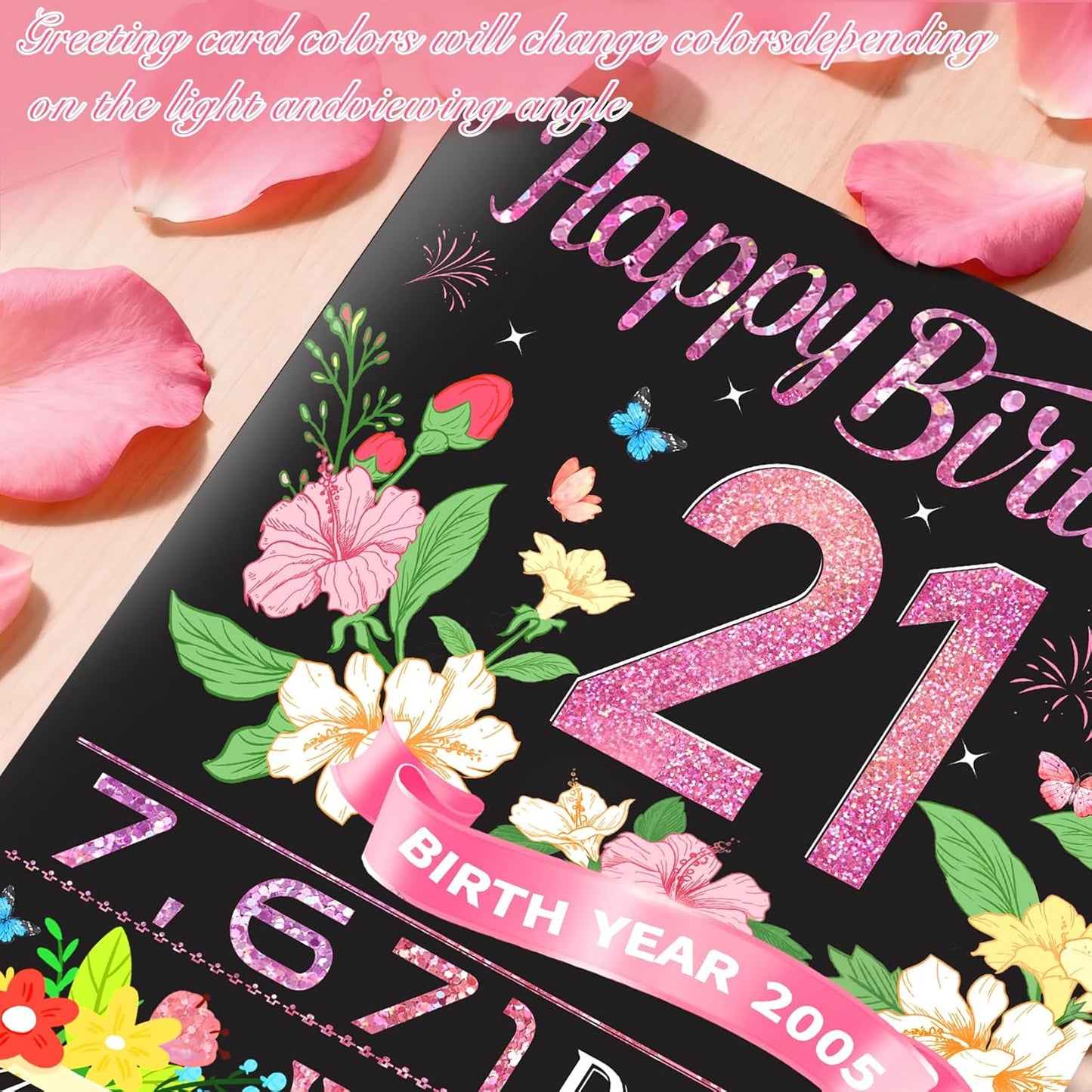 21st Birthday Card,3D Pop Up Funny 21st Birthday Decorations for Girls Granddaughter Sister,Happy 21 Year Old Birthday Gift for Daughter,Great 21Year Old Gifts Idea for Her,Jumbo Rose Glod In 2005