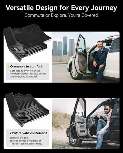 3W Floor Mats for Toyota Tacoma 2024 2025 2026 Double Cab Auto Tran(Not Fit Hybrid & XtraCab), TPE All Weather Custom Fit Floor Liner for Tacoma TRD/SR/SR5/limited Car Liners.