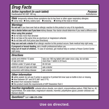 HealthCareAisle Allergy Relief - Fexofenadine Hydrochloride Tablets USP, 180 mg - 180 Tablets - Allergy Medication, Non-Drowsy 24-Hour Relief, (Pack of 2)